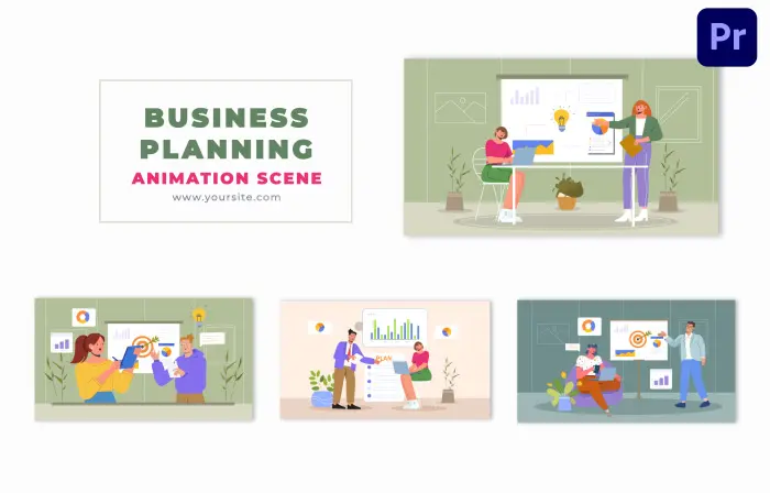 Corporate Business Planning with Graphs 2D Vector Animation Scene